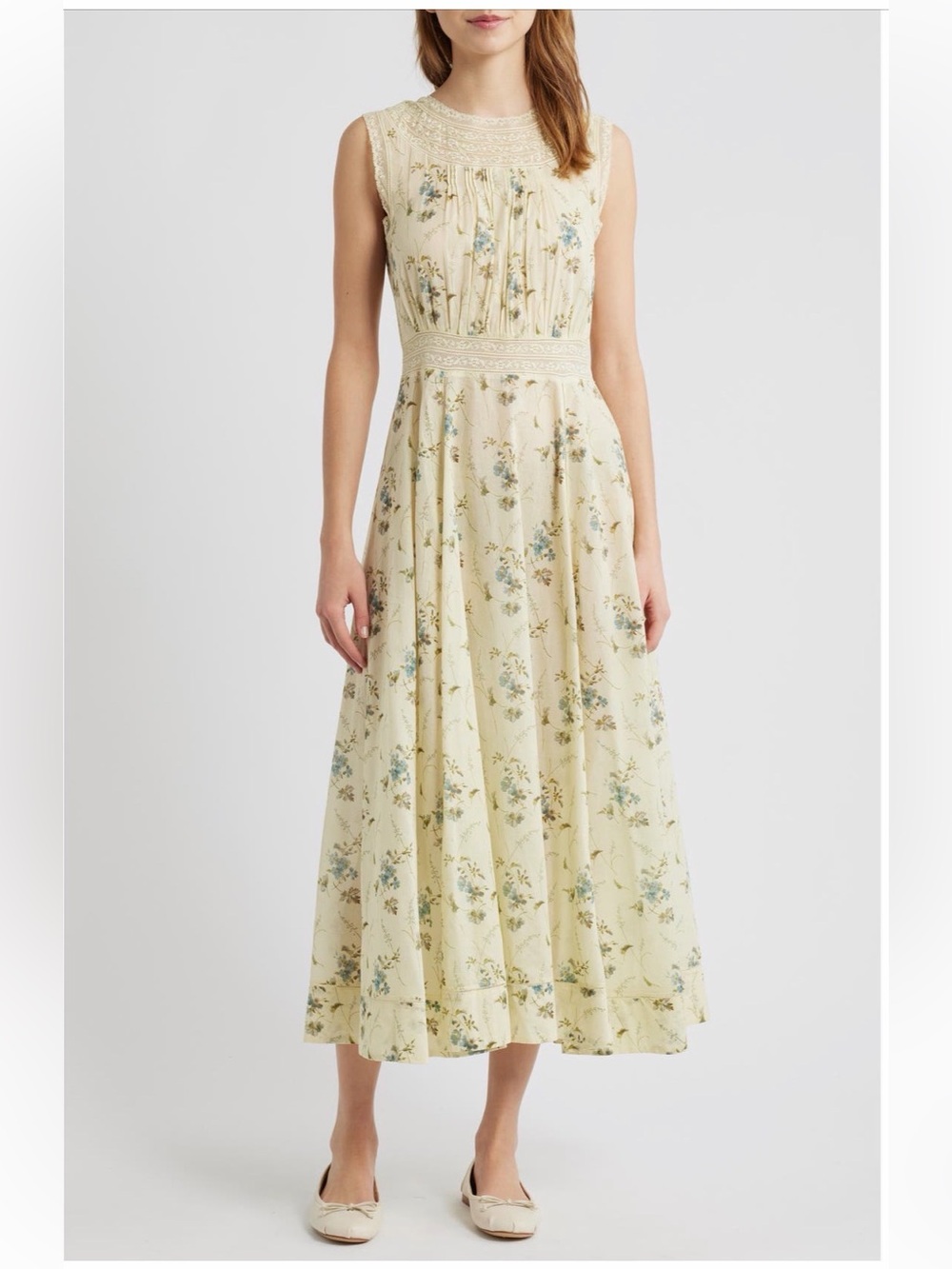 Doen Liliane Floral Lace Detail Organic Cotton Dress